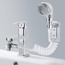 Doccetta per lavabo, set soffione per lavabo, soffione anticalcare con tubo telescopico da 1,5 m, per lo shampoo o la pulizia del lavandino (rubinetto