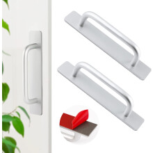 3pcs Silver Aluminum Door Handle with Adhesive Strips for Sliding Doors Window Swing Doors Passage Cupboard Doors Drawer