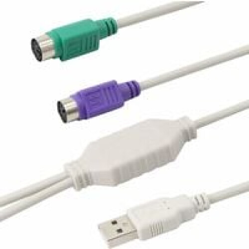 Adaptateur PS/2 vers USB vers PS/2 pour clavier PS2 blanc 2