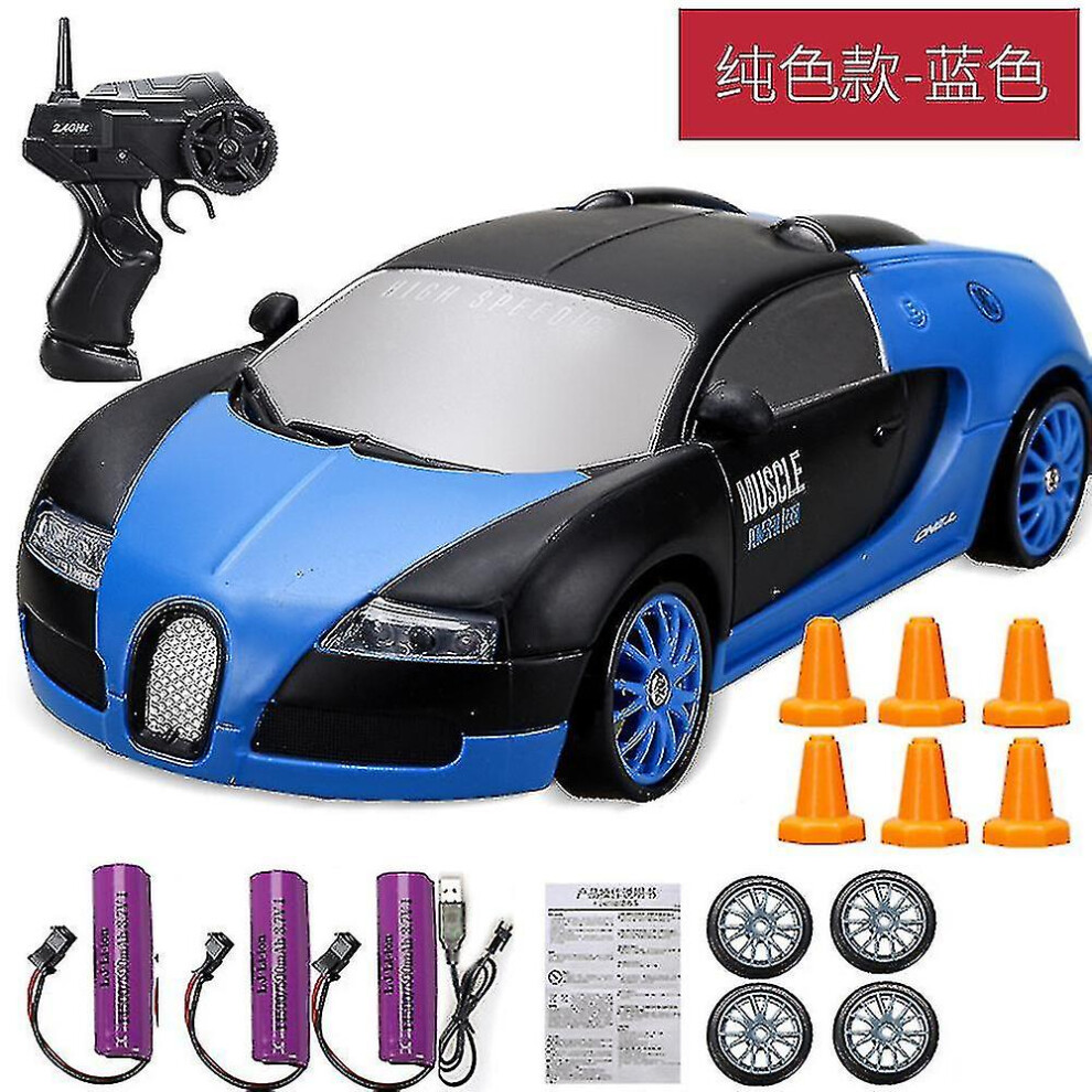 (Bugatti-3Battery) 2.4g Drift Rc Car 4wd Rc Drift Car Toy Remote Control Gtr Model Ae86 Vehicle Car Rc Racing Car Toy For Children Christmas Gifts