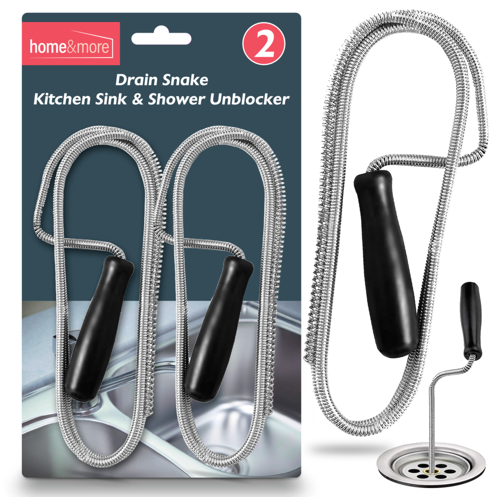 2pk Flexible Drain Unblocking Rods 1M Long Sink Unblocker Cleaner Snake Tool