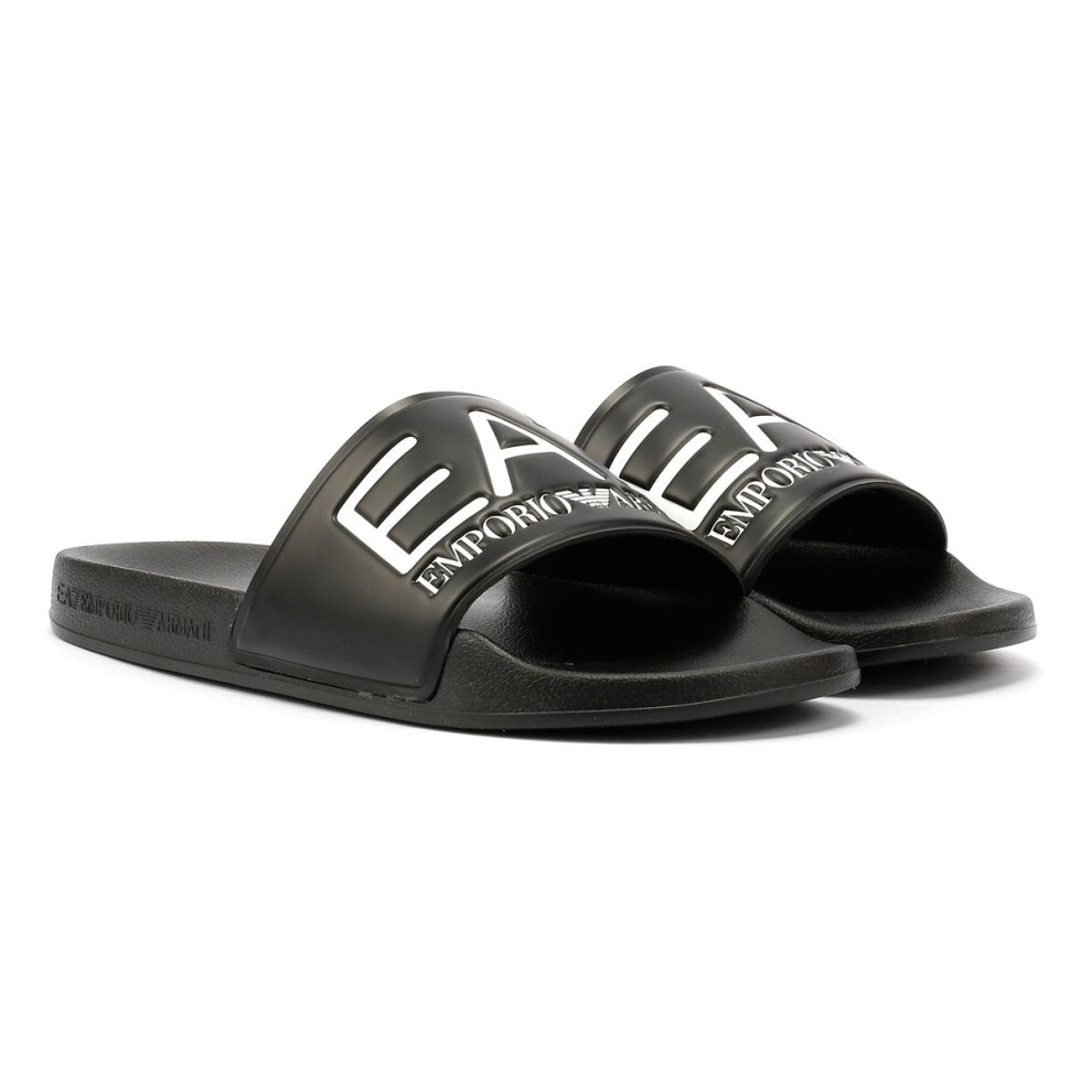 Ea7 Men's Black (, (Adults')) Water Sports Slide Pvc /White Slides Size 8