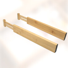 Schubladenteiler aus Bambus für die Küche, verstellbare Schubladenorganizer, gefedert, für Küche, Schlafzimmer, Babyschublade, Büro, 2 Stück