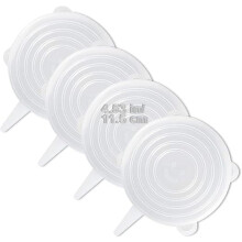 Paquete de 4 tapas el?sticas de silicona del mismo tama?o y m?s gruesas para almacenar alimentos, 11,5 cm