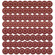 Sanding discs, set of 80 nylon bond sandpaper sheets for random orbit sanders Ø 125 mm, 40/60/80/100/150/180/240/320 (10 discs for each grit)