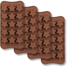 4 stuks 15 Holte Stervormige Chocolade Mal, Anti-aanbak Siliconen Mal Set voor Snoep Jelly IJsblokjes