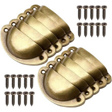 10PCS Retro Door Handle, Metal Kitchen Cupboard Drawer Cabinet Handles Knobs Handware, Copper Shell Cup Handles Brass Shell Pull Handles