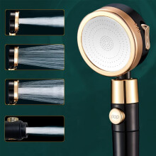Shower Head Anti Limescale Shower Head, High Pressure Hand Shower with 3 + 1 Modes, Filtering Massage Shower Head, One Key Water Stop - ABS - Matte Bl