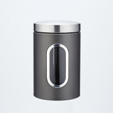 Gris - Bote de caf? de acero inoxidable sellado, organizador de cocina, 1 x caja de alimentos sellada con ventana, adecuado para semillas/caf?/cereale