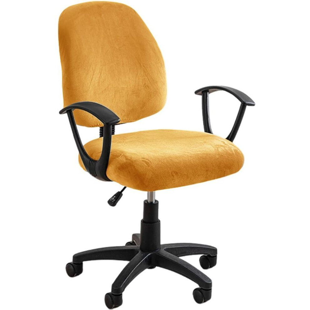 (orange) Office Chair Cover Super Soft Velvet Stretch Washable Dustproof Protectors Computer Desk Armless Chair Slipcover