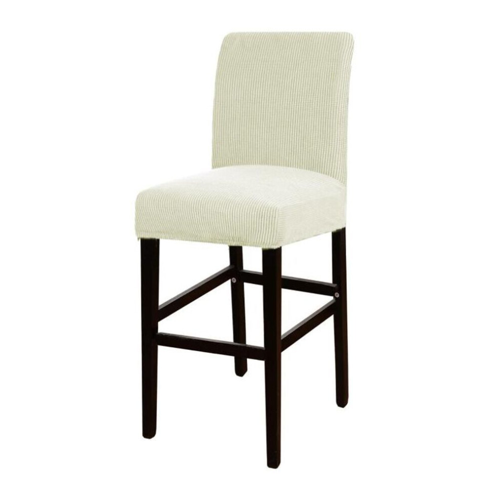(beige) Jacquard Spandex Elastic Chair Cover Solid Seat Covers For Bar Stool Chairs Slipcover Home Hotel Banquet Dining Chair Decoration