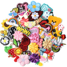 60 Pack Cute Embroidered Iron On and Sew On Patches for Jacket, Hat, Backpack, Jeans - Random Assortment