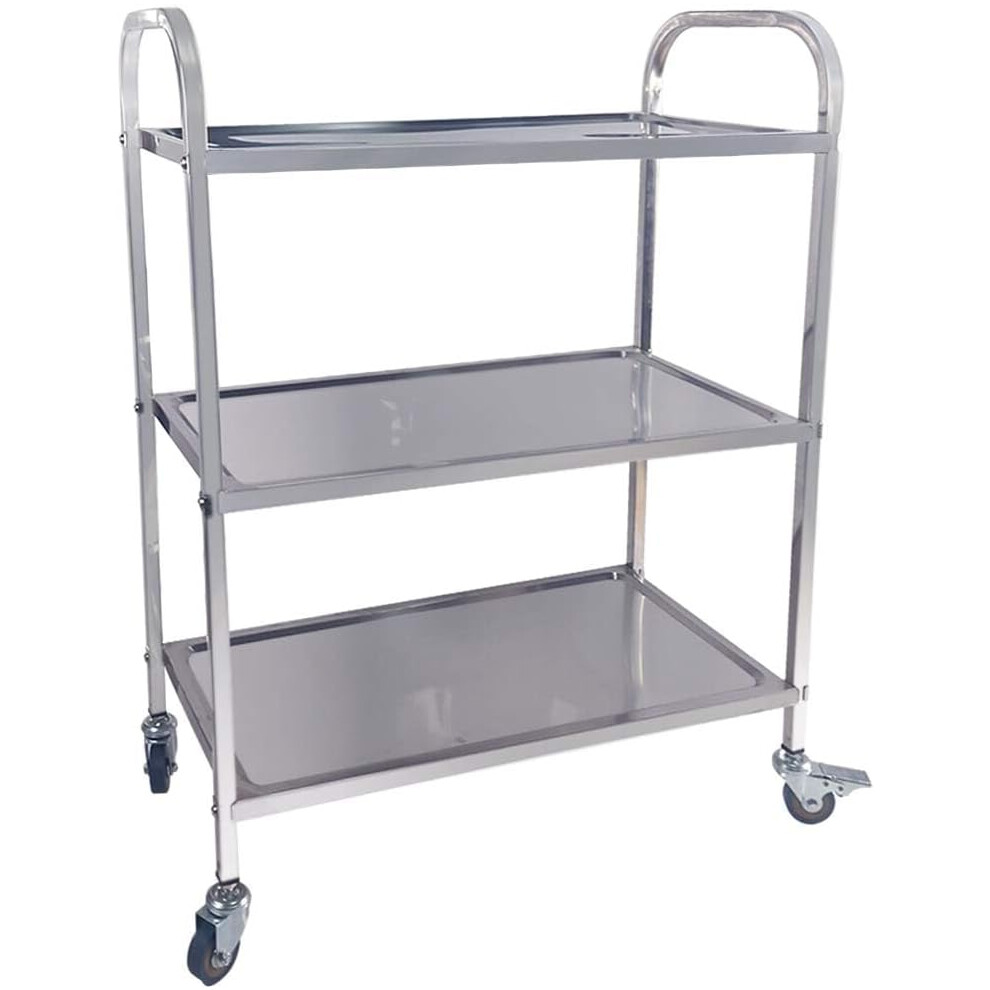 (625x315xH800MM,3 Tiers) Stainless Steel Utility Cart - 3-Tier Kitchen Trolley
