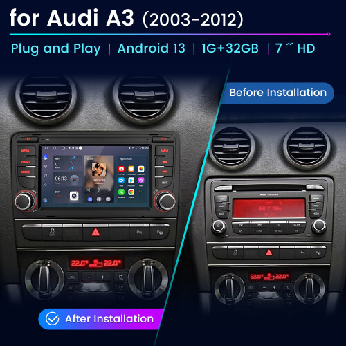 DAB+ For Audi A3 2003-2012 S3 RS3 Android 13 Carplay Car Stereo GPS Sat Nav Android Auto 1