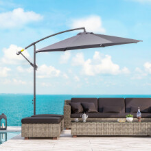 Outsunny 3(m) Garden Banana Parasol Cantilever Umbrella w/ Cross Base, Grey