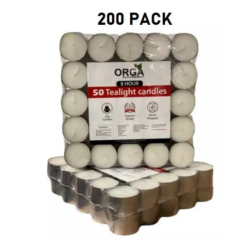 200 Tea Night Lights Candles 8 HOUR LONG BURN Unscented - 8HR