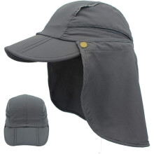(Medium-Large, Dark Gray) Weiyang Boys UPF 50 Sun Protection Cap Quick Dry Baseball Hat Boys Sun Hat Fishing Hat with Neck Flap
