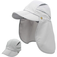 (Medium-Large, Off-white) Weiyang Boys UPF 50 Sun Protection Cap Quick Dry Baseball Hat Boys Sun Hat Fishing Hat with Neck Flap