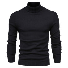 (Black, M) Men's Turtleneck Jumpers Ribbed High Roll Neck Sweater Business Casual Slim Fit Winter Warm Pullover Sweater