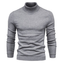 (gray, M) Men's Turtleneck Jumpers Ribbed High Roll Neck Sweater Business Casual Slim Fit Winter Warm Pullover Sweater