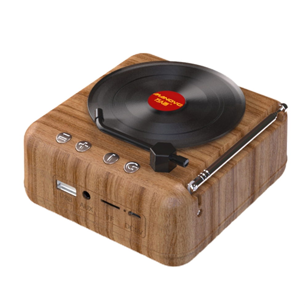 Manovo Mini Haut-Parleur Bluetooth Portable pour Musique et Basses - Amplificateur Sans Extérieur Caisson de Radio Grain Bois