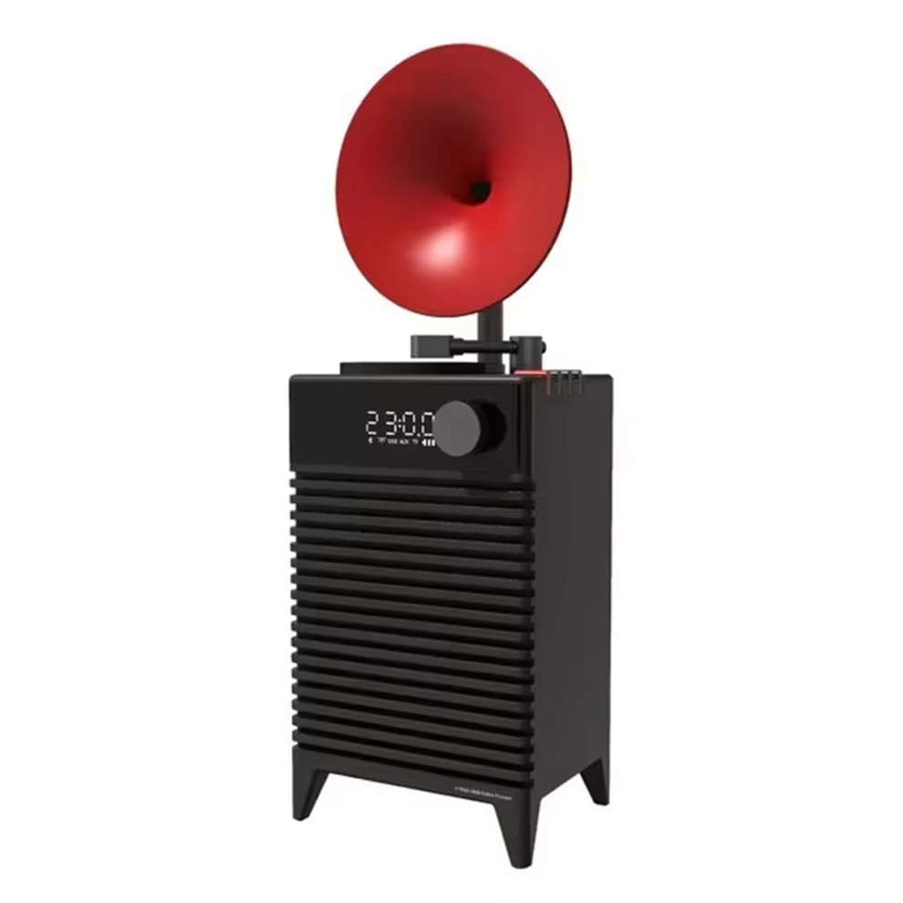 -202 Haut-Parleurs Bluetooth Rétro Sans pour Extérieur, Caisson de Basses, Horloge LED, Son, Appel Mains , Boîte à Musique, Lecteur TF AUX A