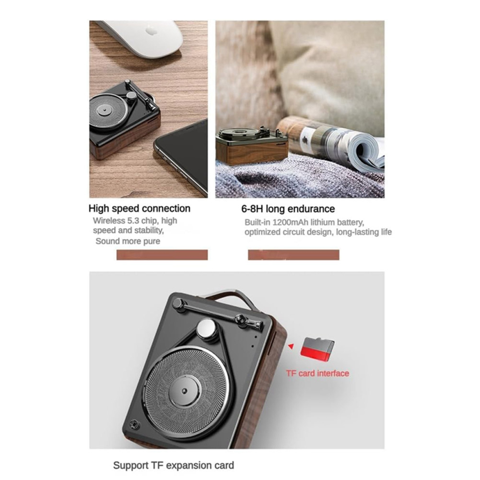 Retro Bluetooth Speaker,Portable Vintage Audio Subwoofer Speaker Bass Sound Box For Home Office 4851889567599