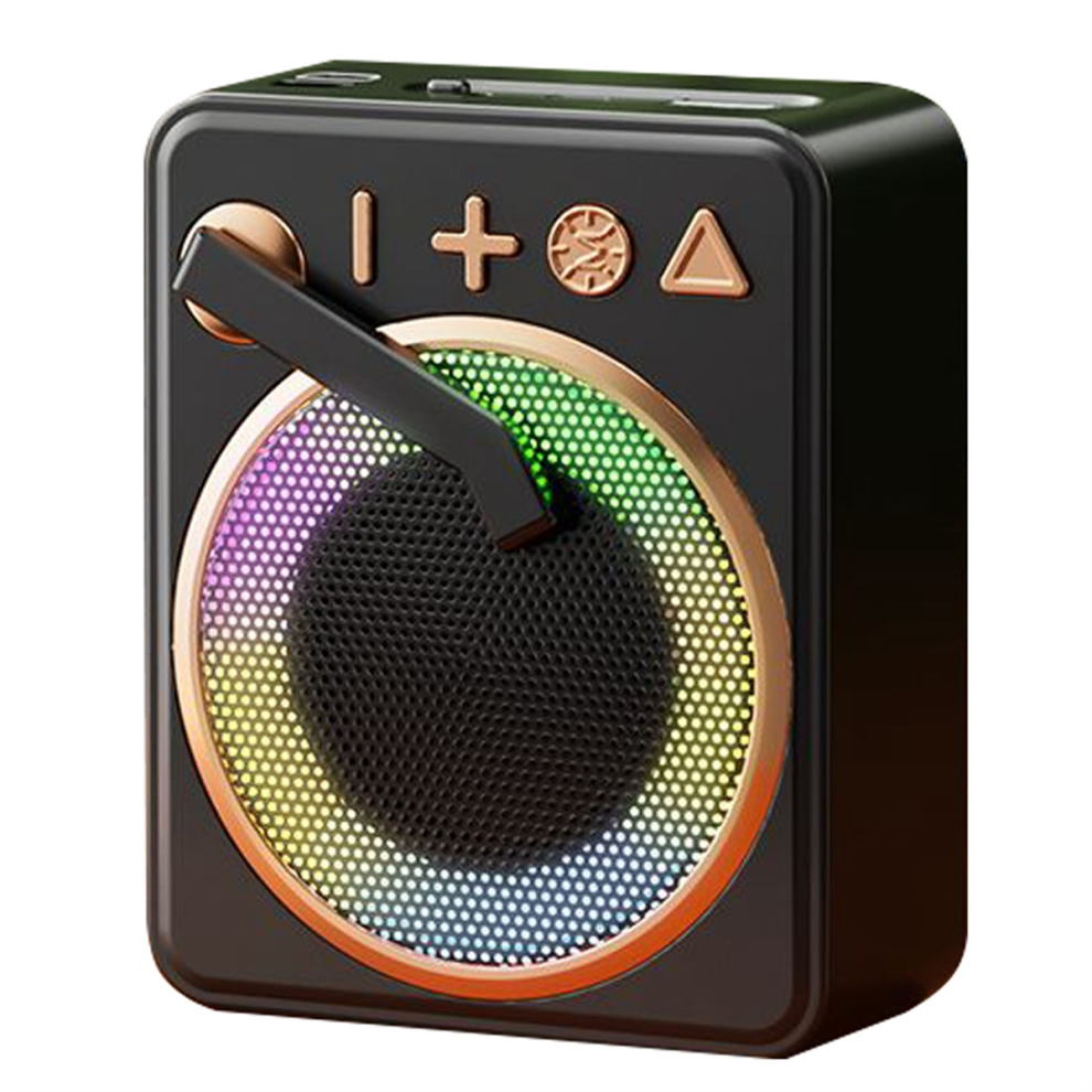 Portable Retro Bluetooth 5.0 Speaker+Rgb Wireless Record Player Speakers Support Tf Card U Disk Mp3 Light/Black 4851889569500
