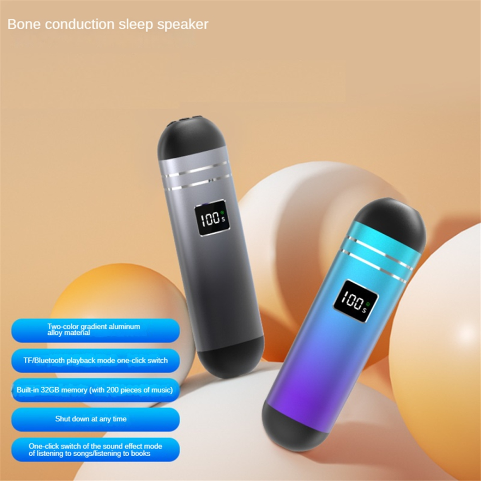 Melitt Gray Bluetooth Wireless Bone Conduction Pillow Speaker Portable Under Built-In 32Gb Tf Card For Sleeping