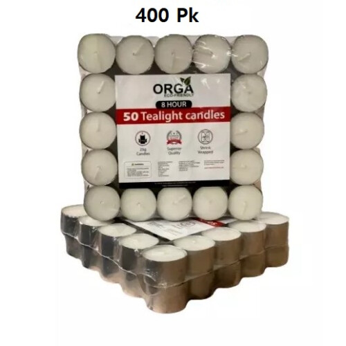 (400) Tea Night Lights 8 Hour Long Burn Light Candles 2