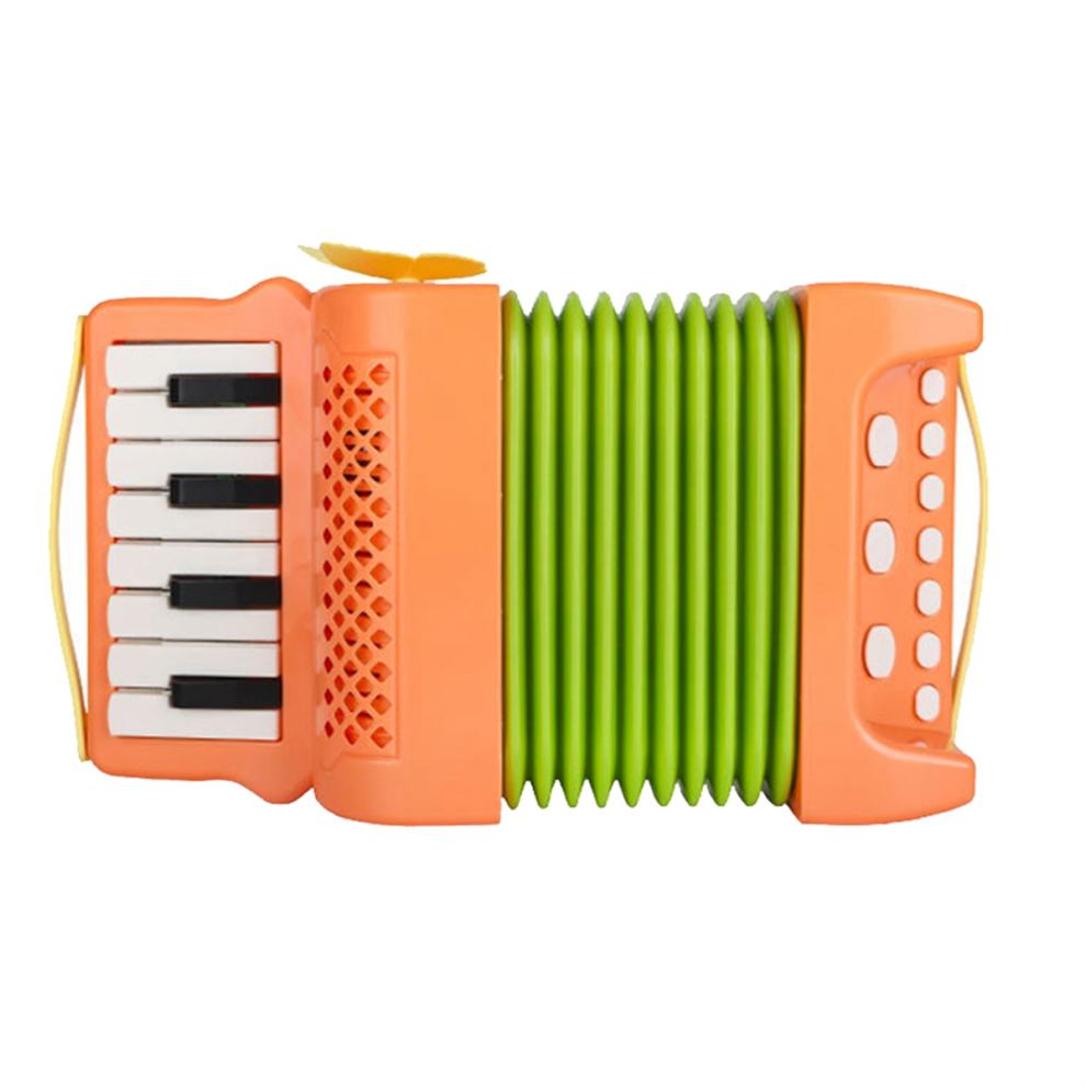 Accordion Toy 10 Keys 8 Bass Accordions for Kids Musical Instrument Educational Toys Gifts Toddlers Beginners-Orange