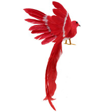 Oiseau Artificielle Plumes Figurine en Plastique Paysage Ornement Jardin Decor No l Bricolage Halloween - #3 (Queue rouge), 28*5*3cm