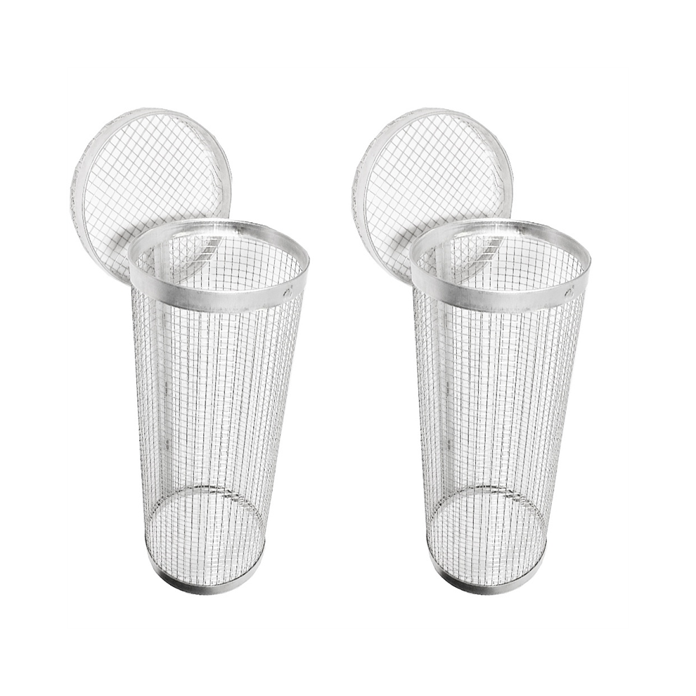 2Pcs Roulant Grill Panier en Acier Inoxydable Treillis MéTallique Cylindre Griller ExtéRieur Rond pour Gril