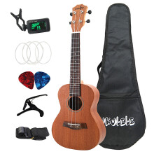 Sapele Concert Ukulele Jeus 23 Pouces 4 Strings Hawaiian Mini Guitar avec Bag Tuner Capo Strap Stings Picks Instrument de Musique
