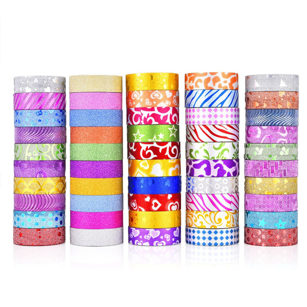 Melitt 50 Rolls Glitter Washi Tape Set, Decorative Adhesive Masking For Crafts, Scrapbooking Supplies, Diy, Gift Wrapping