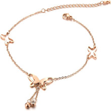 Fashion Ankle Bracelet for Women Rose Gold Butterfly Foot Chain Adjustable Jewelry