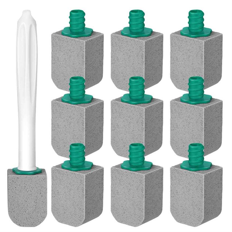 10 Pièces Pierre Ponce Nettoyant pour Cuvette de Toilette avec Brosse à Long Manche Baignoires Piscine Évier Cuisine