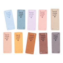50 Piezas de Etiquetas PU Hechas una Mano con Amor ImitacióN Coser en Adorno Accesorios Punto