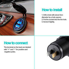 QC3.0 Prise de Charge Rapide Chargeur de Voiture Double USB 12V-24V-Allume-Cigare avec Interrupteur Tactile pour TéLéPhone Charge