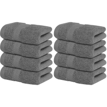 (Charcoal Grey) 8 X Luxury Egyptian Cotton Face Cloth Towels 800GSM Super Soft Flannels Washcloth