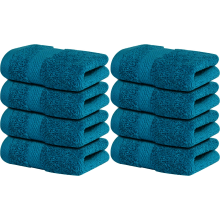 (Blue Lagoon) 8 X Luxury Egyptian Cotton Face Cloth Towels 800GSM Super Soft Flannels Washcloth