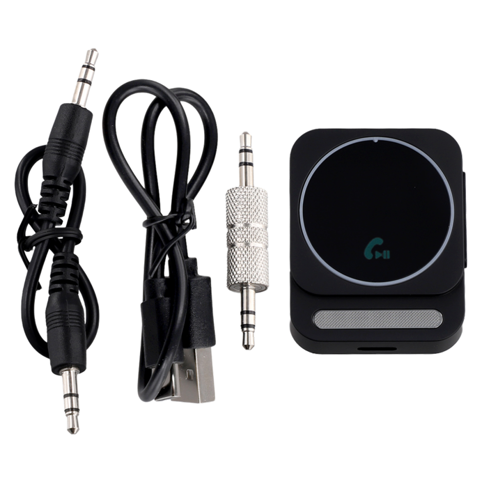 Bluetooth 5.3 Aux Car Adapter Audio Receiver Cancelling Music Built-In Mics Hands-Free Black 4851889569579