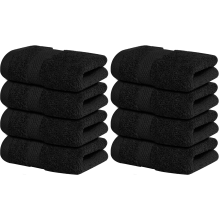 (Black) 8 X Luxury Egyptian Cotton Face Cloth Towels 800GSM Super Soft Flannels Washcloth