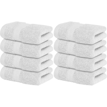(White) 8 X Luxury Egyptian Cotton Face Cloth Towels 800GSM Super Soft Flannels Washcloth