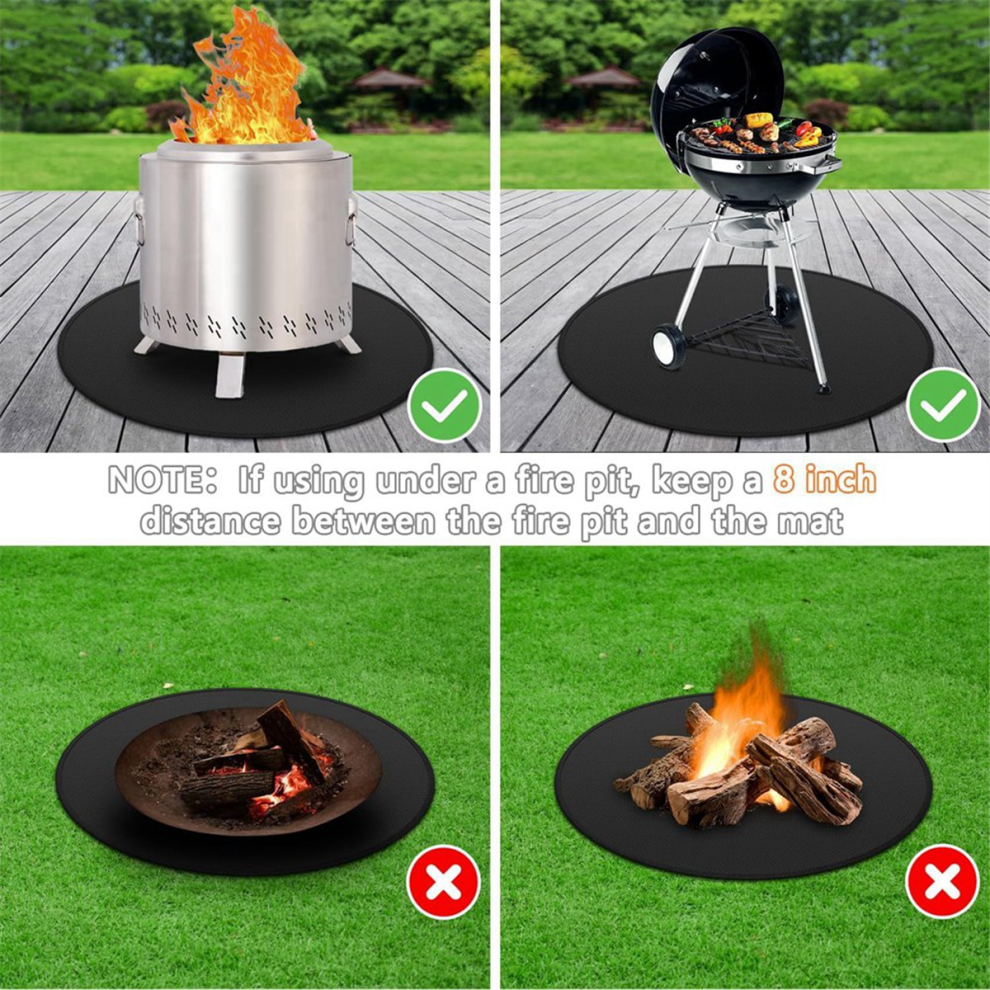 Melitt Fire Pit Mat for Bonfire,Double-Sided Fireproof Firepit Round BBQ Under Grill 24Inch