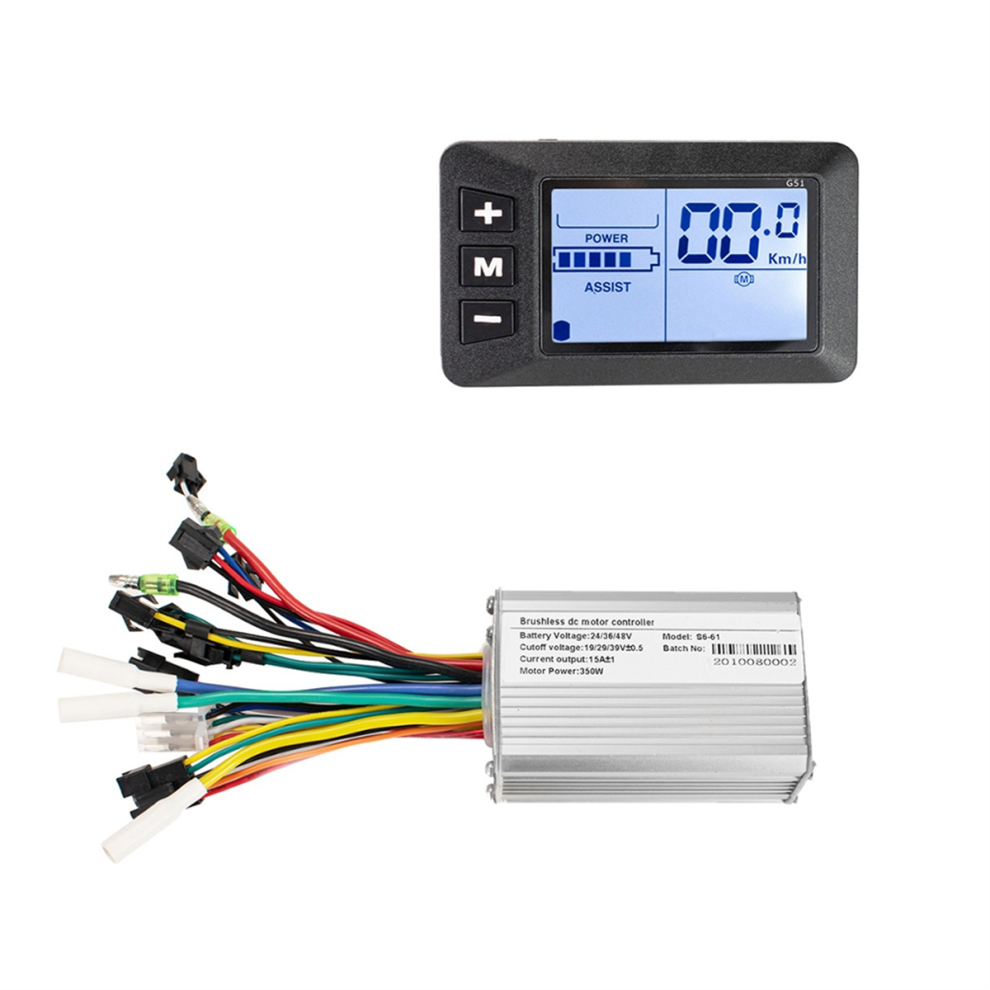 Elektrische Fietscontroller Scootercontroller 24V/36V/48V 350W Borstelloze Controllerkit Met Lcd-Display-image