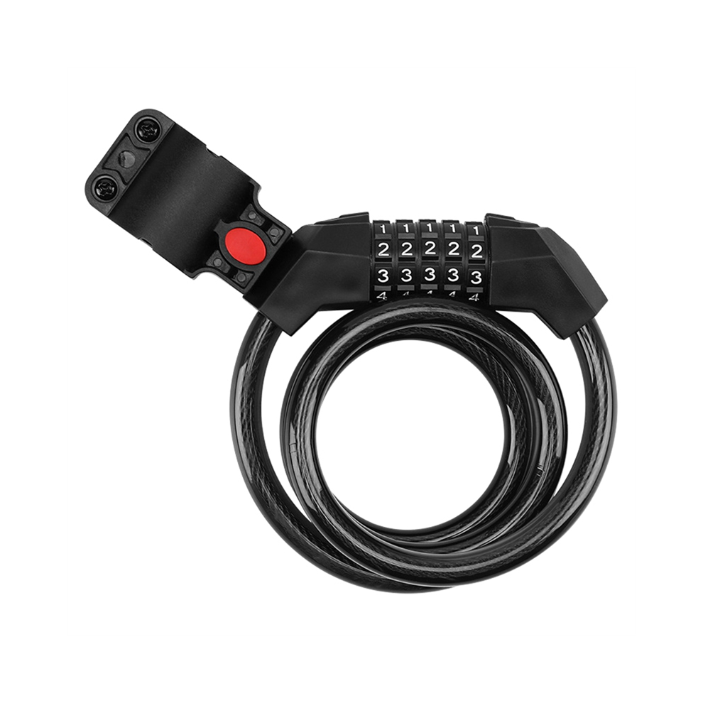 Fahrrad-Diebstahlschutz-Codeschloss, FüNf-Positionen-Fahrradschloss, Tragbar, Dickeres Und Stahlkabel Mit Halterung, Autoschloss-image