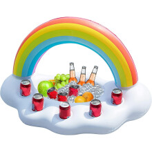Inflatable Rainbow Cloud Drink Holder Floating Beverage Salad Fruit Serving Bar Pool Float Party Accessories Summer Beach Leisure Cup Bottle Holder Wa
