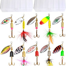 10Pc Appât de Pêche à L'Appât Pailleté avec Patch en Plume Leurre Dur Luya Sequin Rotation