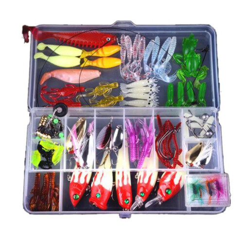 100 StüCk Angel KöDer Spinner Plugs Soft Bait Pike Forelle Lachs Set mit Box